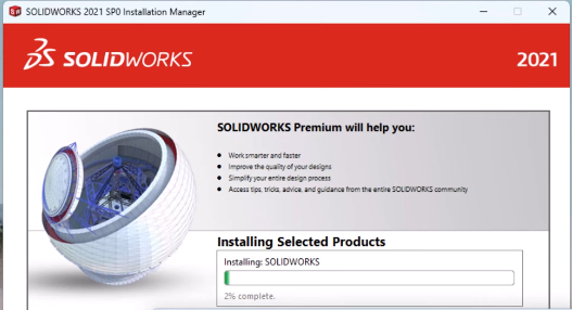 Bắt đầu quá trình cài đặt SolidWorks