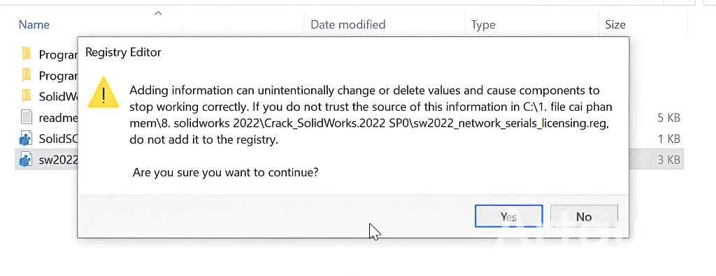 Hướng Dẫn Tải Và Cài Đặt Solidworks 2022 Miễn Phí, An Toàn, Hiệu Quả 6 Chọn Yes