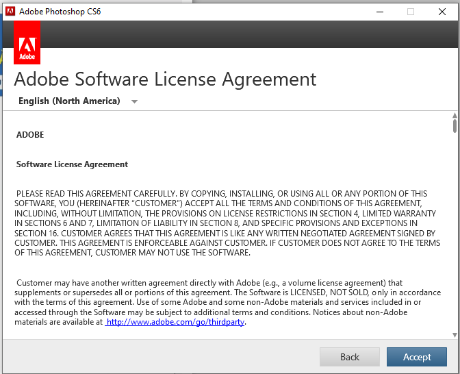 Link tải Photoshop CS6 miễn phí Full Crack, đã test thành công 10 Accept các điều khoản trong photoshop
