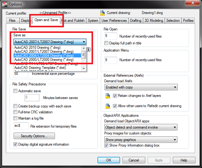 Save file trong AutoCAD 2018