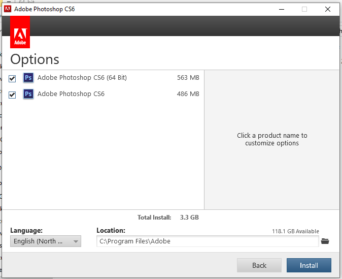 Link tải Photoshop CS6 miễn phí Full Crack, đã test thành công 11 Tick vào chọn cả 2 phiên bản rồi ấn Next