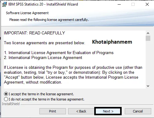 Tải SPSS 20 Full Miễn Phí Cùng Kho Tải Phần Mềm 5 Chọn I Accept