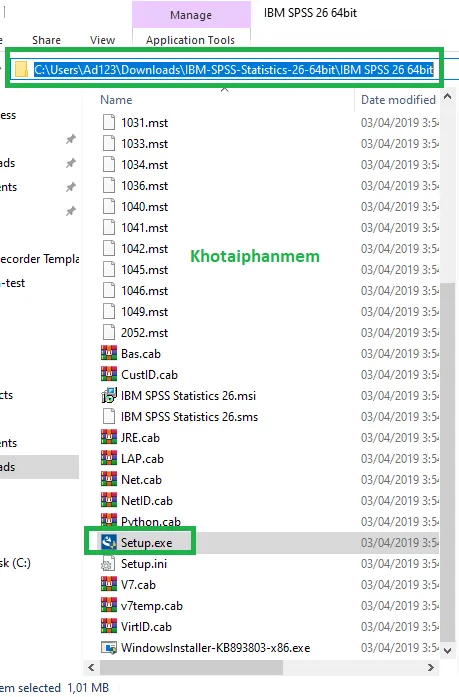 Chạy file Setup.exe ở đây