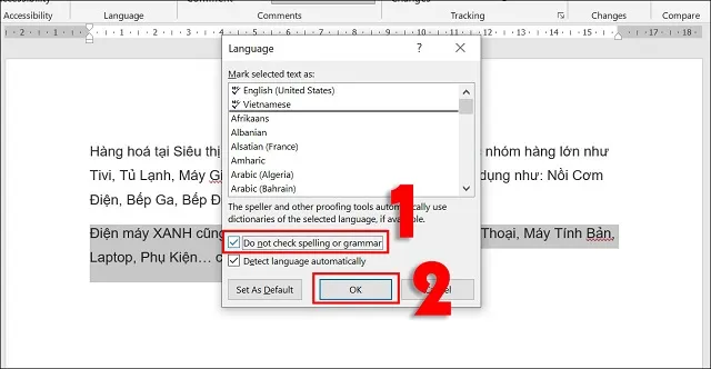 Bấm dấu tích rồi chọn OK
