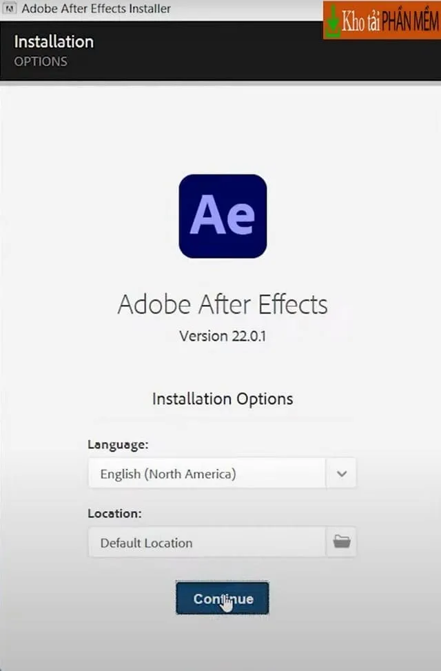 Link tải và hướng dẫn cài đặt After Effects 2022 mới nhất 3 Bấm “Continue” để bắt đầu quá trình cài đặt
