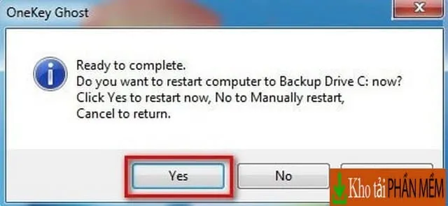 Onekey Ghost: Ghost Win 10 và Win 11 nhanh chóng 5 Bấm “Yes” để xác nhận lưu file