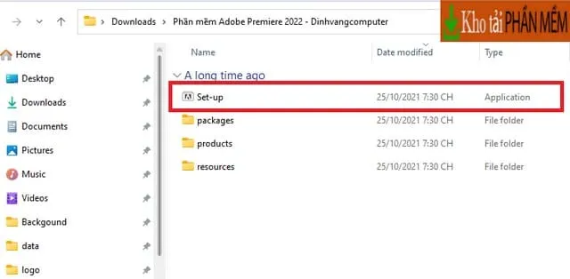 Hướng dẫn tải và cài đặt Adobe Premiere Pro 2022 miễn phí 3 Bấm chọn file phần mềm để tiến trình giải nén