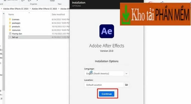 Cập Nhật Link Tải và Cách Cài đặt After Effects 2023 Miễn Phí 5 Bấm chọn nút “Continue”