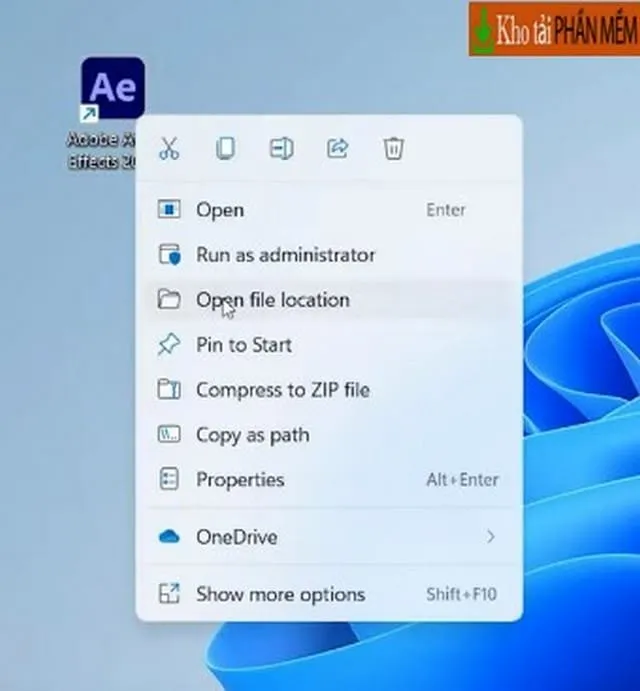 Link tải và hướng dẫn cài đặt After Effects 2022 mới nhất 6 Bấm chuột phải và chọn “Open File Location”
