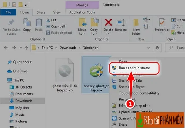 Onekey Ghost: Ghost Win 10 và Win 11 nhanh chóng 9 Bấm chuột phải và chọn mục “Run as administrator”