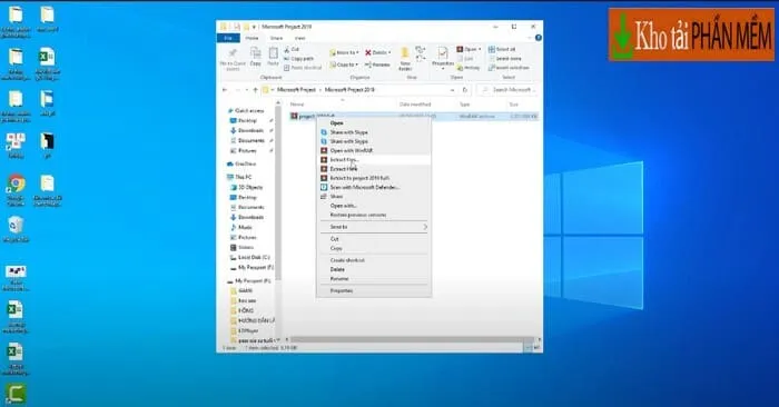 Link tải phần mềm Project 2019 mới nhất kèm hướng dẫn 3 Bấm chuột phải vào file phần mềm và chọn “Extract File”