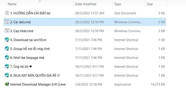 Cài đặt IDM Silent cực nhanh chỉ trong một nốt nhạc 4 Bạn có thể chọn file đuôi cmd để cài đặt.