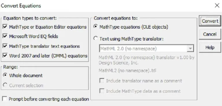 Cách khắc phục lỗi công thức MathType tự động chuyển thành ảnh 10 Các tùy chọn