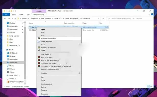 Hướng dẫn tải và cài đặt Microsoft Office 2022 full miễn phí 9 Chạy file kích hoạt