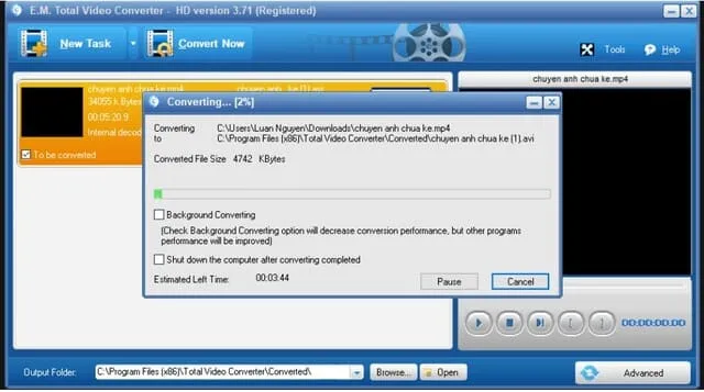 Hướng dẫn tải và cài đặt Total Video Converter đúng cách 21 Chờ đến khi đuôi video được chuyển đổi hoàn tất