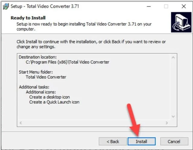 Hướng dẫn tải và cài đặt Total Video Converter đúng cách 8 Chọn Install để bắt đầu kích hoạt phần mềm
