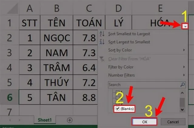 Hướng dẫn cách sửa lỗi VALUE trong Excel đơn giản hiệu quả 3 Chọn mục Blanks và xác nhận OK