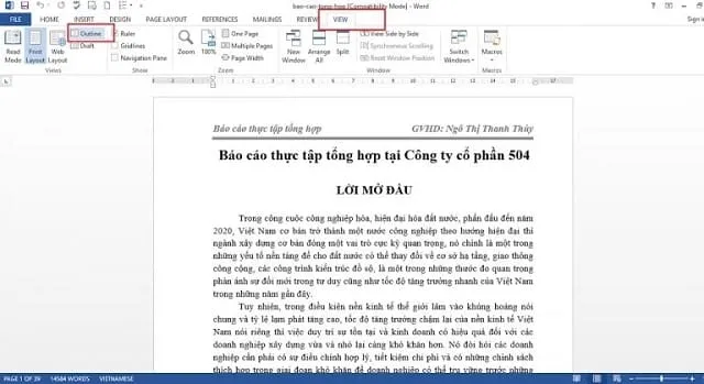 Hướng Dẫn Cách Làm Mục Lục Trong Word Cực Đơn Giản 5 Chọn view đến Outline đến Outline Level và chọn Level