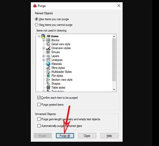 Tổng Hợp 4 Cách Giảm Dung Lượng File CAD Hiệu Quả 2024 9 Click vào Purge All