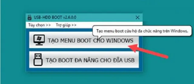 Chia sẻ 2 cách Ghost Win 10 cực đơn giản và hiệu quả 8 Click vào tạo menu boot cho Windows khi xuất hiện giao diện mới