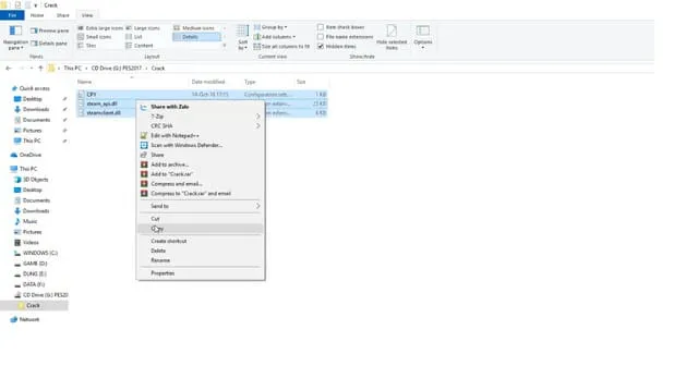 Hướng dẫn tải và cài đặt PES 2017 về máy đơn giản nhất 9 Copy 3 file trong mục Crack