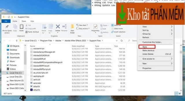 Cập Nhật Link Tải và Cách Cài đặt After Effects 2023 Miễn Phí 10 Dán toàn bộ nội dung sao chép trong bước 1