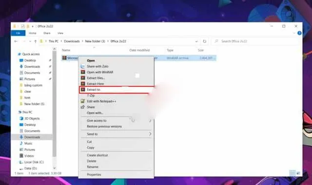 Hướng dẫn tải và cài đặt Microsoft Office 2022 full miễn phí 4 Giải nén file Microsoft Office 2022 tải về máy