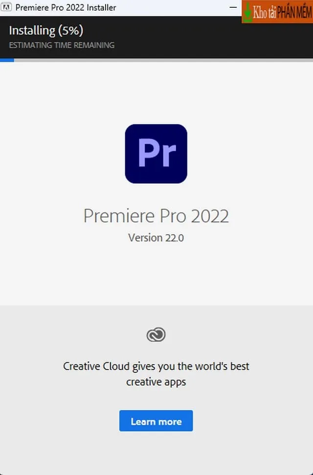 Hướng dẫn tải và cài đặt Adobe Premiere Pro 2022 miễn phí 6 Hệ thống bắt đầu tự cài đặt phần mềm