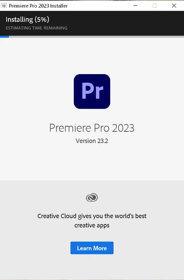 Chi tiết A-Z cách cài đặt phần mềm Adobe Premiere Pro 2023 6 Hệ thống đang tự cài đặt