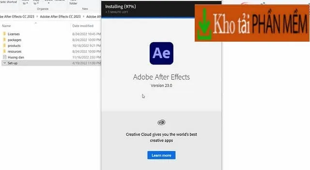 Cập Nhật Link Tải và Cách Cài đặt After Effects 2023 Miễn Phí 6 Hệ thống đang tự chạy cài đặt