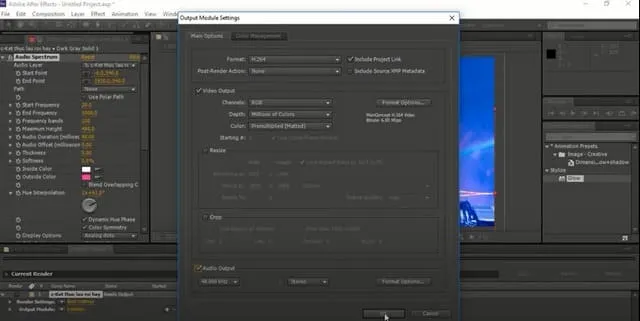 Hướng dẫn cách làm ảnh đập theo nhạc trong After Effect 9 Hiệu chỉnh chỉnh thông số video xuất ra