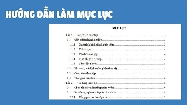 Học cách làm mục lục trong Word