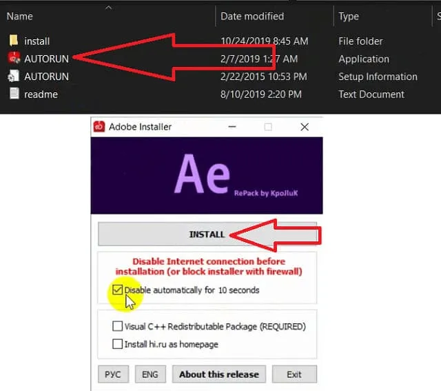 Link Tải After Effects 2020 Vĩnh Viễn -【Đã Test Thành Công】 5 Khởi chạy ứng dụng, bấm tích và chọn Install