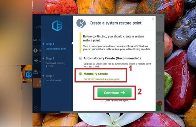 Cách cài và sử dụng Driver Easy đơn giản, chi tiết 10 Lần lượt chọn “Manually Create” và “Continue”