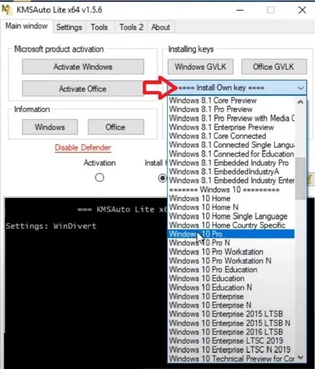 KMSAuto là gì? Cách tải và cài đặt KMSAuto chi tiết 9 Lựa chọn bản Windows cần kích hoạt