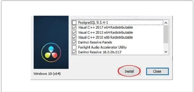 Hướng dẫn tải và cài Davinci Resolve miễn phí, siêu nhanh 6 Nhấn Install để tiến hành cài đặt công cụ xử lý video Davinci Resolve