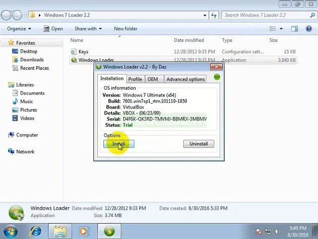 Hướng dẫn chi tiết các cách Crack Win 7 thành công 100% 12 Nhấn Install