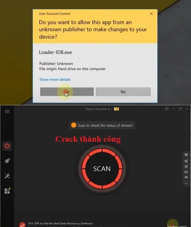 Driver Booster 9 Pro: Hướng dẫn cách tải và cài đặt phần mềm 15 Nhấn Yes để kết thúc quá trình Crack
