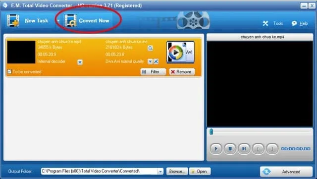 Hướng dẫn tải và cài đặt Total Video Converter đúng cách 20 Nhấn chọn mục Convert Now để phần mềm Total Video Converter tiến hành chuyển đổi
