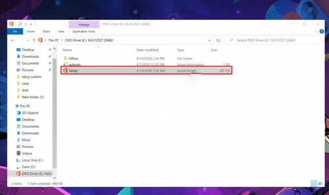 Hướng dẫn tải và cài đặt Microsoft Office 2022 full miễn phí 6 Nhấn file Setup để bắt đầu cài đặt phần mềm