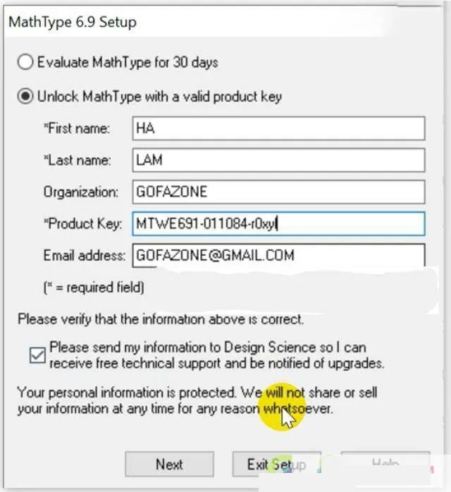 Cập Nhật Link Tải MathType 6.9 Miễn Phí – Link GG Drive 5 Nhập Key Crack
