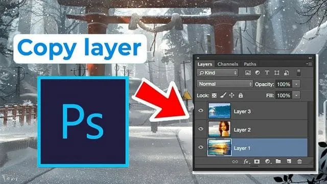 Sao chép hoặc dán layer thông qua phím tắt Ctrl + C/ Ctrl + V