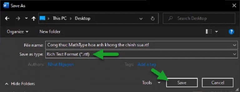 Cách khắc phục lỗi công thức MathType tự động chuyển thành ảnh 8 Thay đổi định dạng file