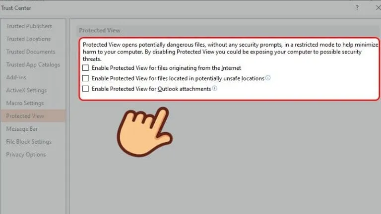 Hướng dẫn sửa lỗi không trình chiếu được slide Powerpoint 28 Tích bỏ hết 3 ô vuông tại Protected View