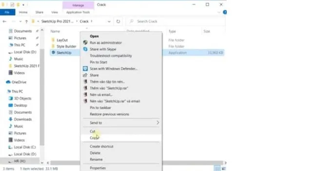 Hướng dẫn tải và cài đặt Sketchup 2021 - Đã test thành công 9 Tiến hành copy toàn bộ file kích hoạt trong file gợi ý
