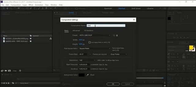 Hướng dẫn cách làm ảnh đập theo nhạc trong After Effect 2 Tiến hành điều chỉnh thông số trong Composition