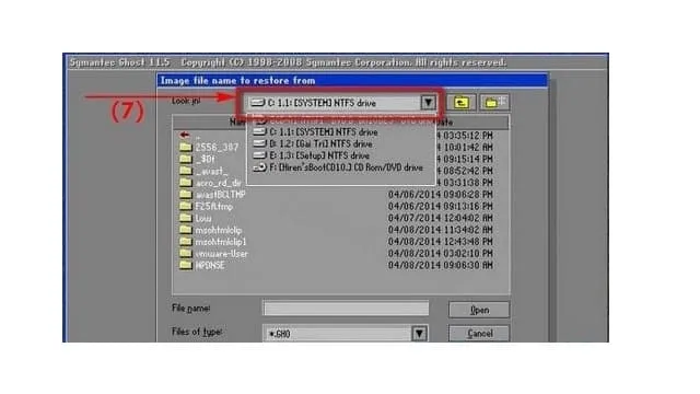 Tải Ghost Win 7 32/64bit Mới Nhất & Hướng Dẫn Chi Tiết 10 Tìm đến vị trí file Ghost Win 7 với định dạng .GHO