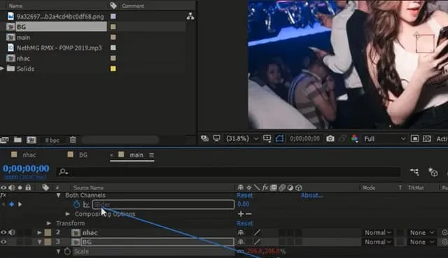 Hướng dẫn cách làm ảnh đập theo nhạc trong After Effect 6 Trỏ chuột vào biểu tượng đồng hồ