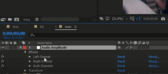 Hướng dẫn cách làm ảnh đập theo nhạc trong After Effect 4 Xóa Left Channel và Right Channel chừa lại Both Channel