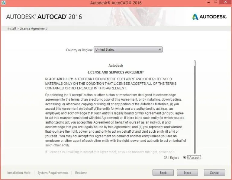 Hướng Dẫn Tải Và Cài Đặt AutoCAD 2016 Miễn Phí, An Toàn 4 Chọn I Accept và ấn Next